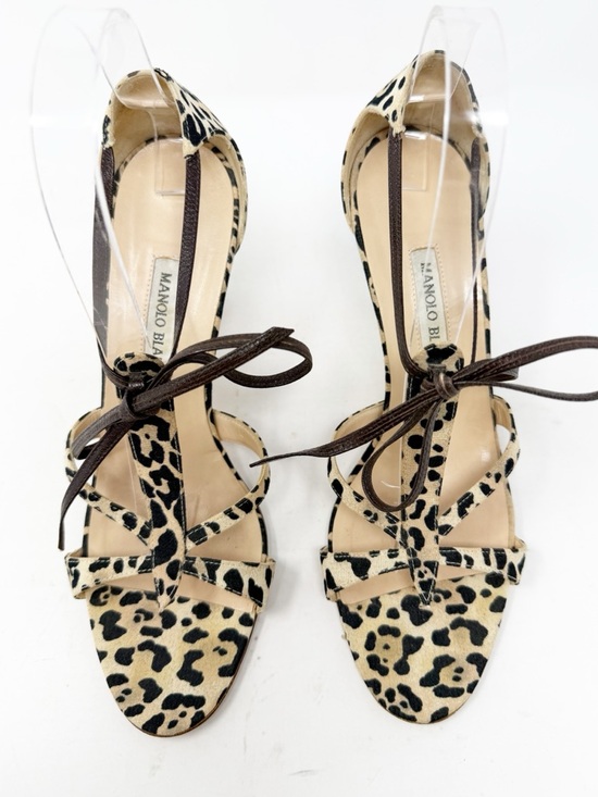 Manolo Blahnik Leopard Print Strappy Stiletto Heels Womens Size EU 39 - Picture 2 of 10